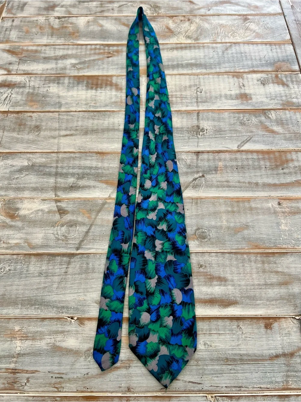 Zanzara - Men's Brushstroke Pattern Tie in Green & Blue